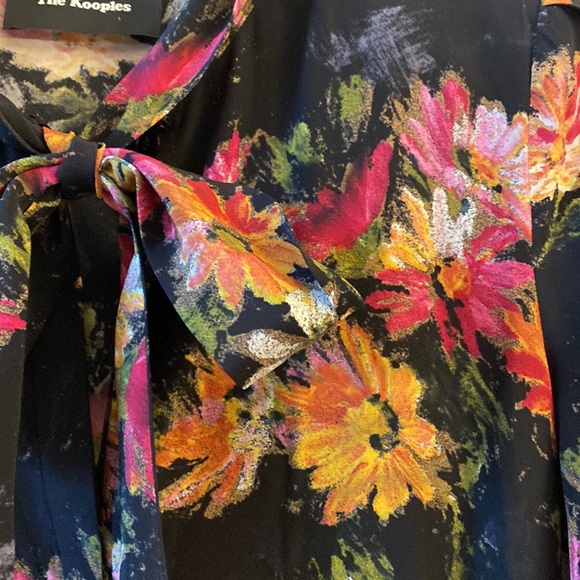 The KOOPLES | Black Floral Long Sleeved Tie Dress women’s XS - Picture 5 of 9